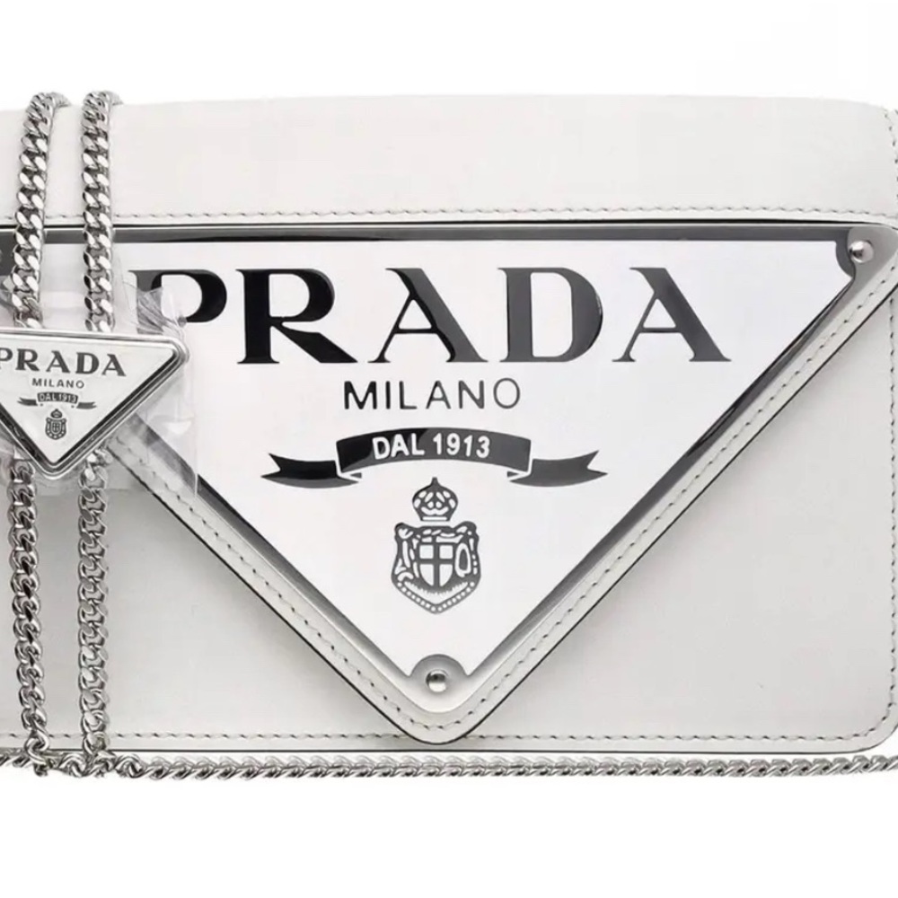 Prada Cream Crossbody Bag with Silver Accents